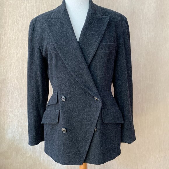 Vintage DKNY Gray Wool Double-Breasted Blazer - Picture 1 of 10